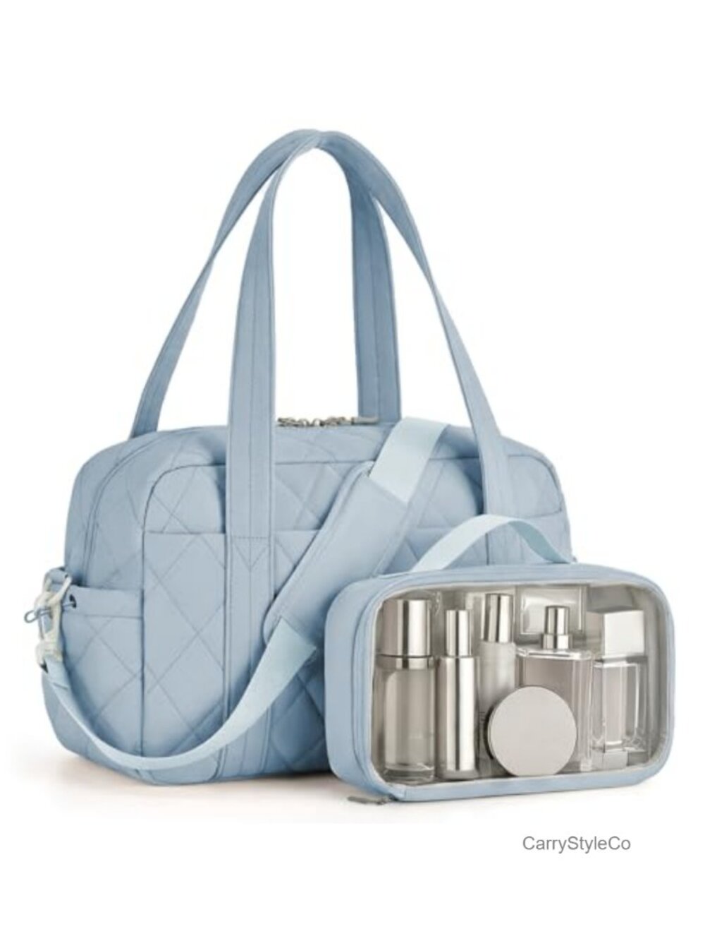 Ultra Lightweight Quilted Travel Duffle Weekender Bag with Toiletry Pouch